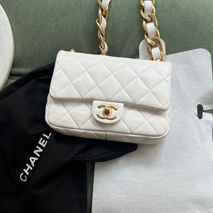 Chanel Funky Town Flap Bag Quilted Lambskin White Small